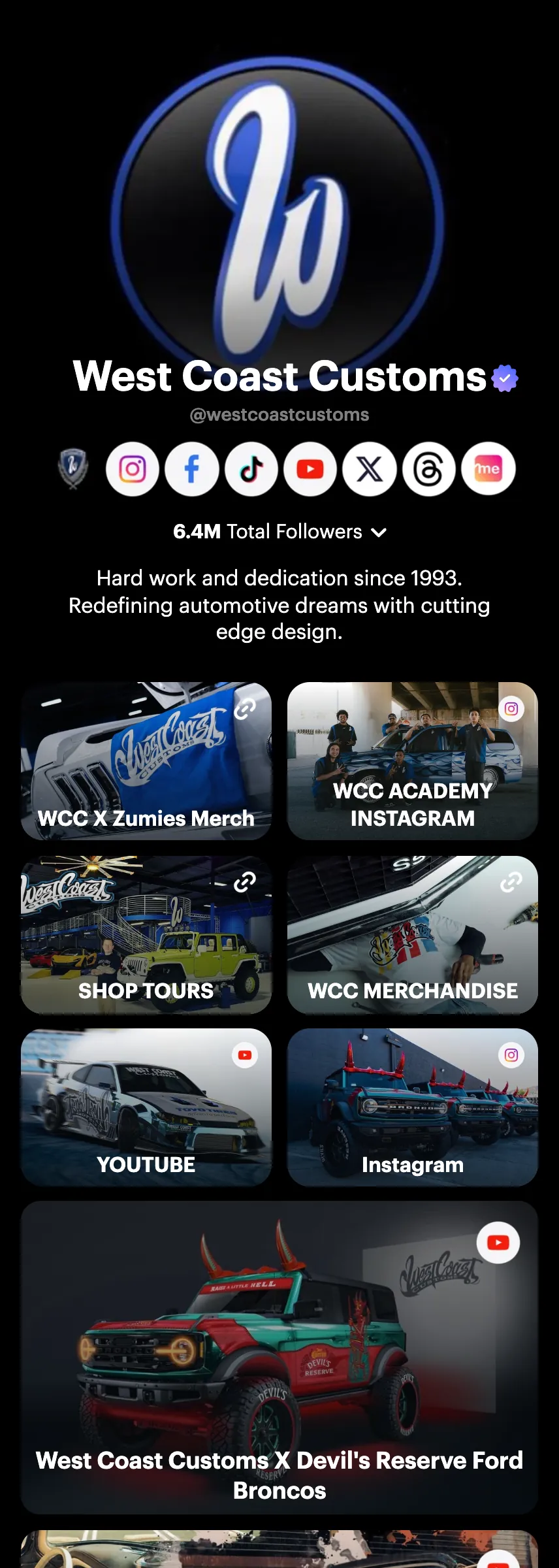Profile screenshot westcoastcustoms